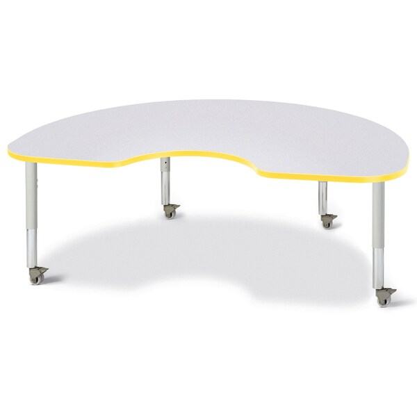 Berries Kidney Activity Table, 48 in. x 72 in., Mobile, Freckled Gray/Yellow/Gray